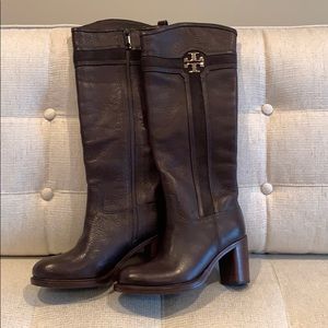 Tory Burch Tall Leather and Suede Boot